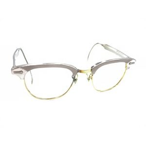 Shuron S/C Vintage Silver Gray Gold Browline Eyeglasses Frames 46-22 150 Retro